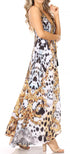 Vestido largo Sakkas Lizi para mujer, con cuello halter, corte alto y bajo, estilo pañuelo, para fiesta en la playa
