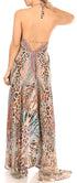 Vestido largo Sakkas Lizi para mujer, con cuello halter, corte alto y bajo, estilo pañuelo, para fiesta en la playa