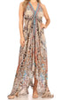 Vestido largo Sakkas Lizi para mujer, con cuello halter, corte alto y bajo, estilo pañuelo, para fiesta en la playa