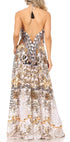 Vestido largo Sakkas Lizi para mujer, con cuello halter, corte alto y bajo, estilo pañuelo, para fiesta en la playa