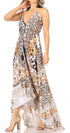 Vestido largo Sakkas Lizi para mujer, con cuello halter, corte alto y bajo, estilo pañuelo, para fiesta en la playa