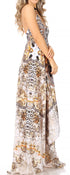 Vestido largo Sakkas Lizi para mujer, con cuello halter, corte alto y bajo, estilo pañuelo, para fiesta en la playa