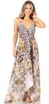 Vestido largo Sakkas Lizi para mujer, con cuello halter, corte alto y bajo, estilo pañuelo, para fiesta en la playa