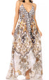 Vestido largo Sakkas Lizi para mujer, con cuello halter, corte alto y bajo, estilo pañuelo, para fiesta en la playa
