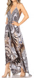 Vestido largo Sakkas Lizi para mujer, con cuello halter, corte alto y bajo, estilo pañuelo, para fiesta en la playa
