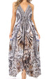 Vestido largo Sakkas Lizi para mujer, con cuello halter, corte alto y bajo, estilo pañuelo, para fiesta en la playa