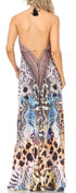 Vestido largo Sakkas Lizi para mujer, con cuello halter, corte alto y bajo, estilo pañuelo, para fiesta en la playa