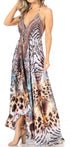 Vestido largo Sakkas Lizi para mujer, con cuello halter, corte alto y bajo, estilo pañuelo, para fiesta en la playa