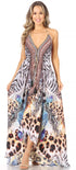 Vestido largo Sakkas Lizi para mujer, con cuello halter, corte alto y bajo, estilo pañuelo, para fiesta en la playa