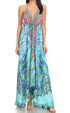 Vestido largo Sakkas Lizi para mujer, con cuello halter, corte alto y bajo, estilo pañuelo, para fiesta en la playa