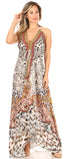 Vestido largo Sakkas Lizi para mujer, con cuello halter, corte alto y bajo, estilo pañuelo, para fiesta en la playa
