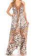 Vestido largo Sakkas Lizi para mujer, con cuello halter, corte alto y bajo, estilo pañuelo, para fiesta en la playa