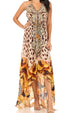 Vestido largo Sakkas Lizi para mujer, con cuello halter, corte alto y bajo, estilo pañuelo, para fiesta en la playa
