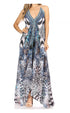 Vestido largo Sakkas Lizi para mujer, con cuello halter, corte alto y bajo, estilo pañuelo, para fiesta en la playa