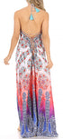 Vestido largo Sakkas Lizi para mujer, con cuello halter, corte alto y bajo, estilo pañuelo, para fiesta en la playa