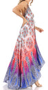 Vestido largo Sakkas Lizi para mujer, con cuello halter, corte alto y bajo, estilo pañuelo, para fiesta en la playa