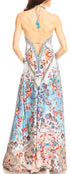 Vestido largo Sakkas Lizi para mujer, con cuello halter, corte alto y bajo, estilo pañuelo, para fiesta en la playa