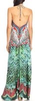 Vestido largo Sakkas Lizi para mujer, con cuello halter, corte alto y bajo, estilo pañuelo, para fiesta en la playa