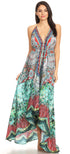 Vestido largo Sakkas Lizi para mujer, con cuello halter, corte alto y bajo, estilo pañuelo, para fiesta en la playa