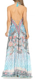 Vestido largo Sakkas Lizi para mujer, con cuello halter, corte alto y bajo, estilo pañuelo, para fiesta en la playa