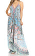 Vestido largo Sakkas Lizi para mujer, con cuello halter, corte alto y bajo, estilo pañuelo, para fiesta en la playa