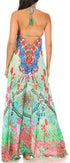 Vestido largo Sakkas Lizi para mujer, con cuello halter, corte alto y bajo, estilo pañuelo, para fiesta en la playa