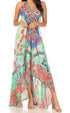 Vestido largo Sakkas Lizi para mujer, con cuello halter, corte alto y bajo, estilo pañuelo, para fiesta en la playa