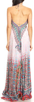 Vestido largo Sakkas Lizi para mujer, con cuello halter, corte alto y bajo, estilo pañuelo, para fiesta en la playa