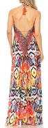 Vestido largo Sakkas Lizi para mujer, con cuello halter, corte alto y bajo, estilo pañuelo, para fiesta en la playa