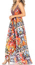 Vestido largo Sakkas Lizi para mujer, con cuello halter, corte alto y bajo, estilo pañuelo, para fiesta en la playa