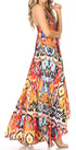 Vestido largo Sakkas Lizi para mujer, con cuello halter, corte alto y bajo, estilo pañuelo, para fiesta en la playa