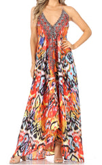 Vestido largo Sakkas Lizi para mujer, con cuello halter, corte alto y bajo, estilo pañuelo, para fiesta en la playa