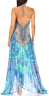 Vestido largo Sakkas Lizi para mujer, con cuello halter, corte alto y bajo, estilo pañuelo, para fiesta en la playa