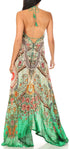 Vestido largo Sakkas Lizi para mujer, con cuello halter, corte alto y bajo, estilo pañuelo, para fiesta en la playa