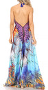 Vestido largo Sakkas Lizi para mujer, con cuello halter, corte alto y bajo, estilo pañuelo, para fiesta en la playa
