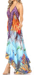 Vestido largo Sakkas Lizi para mujer, con cuello halter, corte alto y bajo, estilo pañuelo, para fiesta en la playa