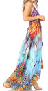 Vestido largo Sakkas Lizi para mujer, con cuello halter, corte alto y bajo, estilo pañuelo, para fiesta en la playa