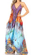 Vestido largo Sakkas Lizi para mujer, con cuello halter, corte alto y bajo, estilo pañuelo, para fiesta en la playa