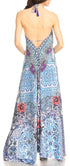 Vestido largo Sakkas Lizi para mujer, con cuello halter, corte alto y bajo, estilo pañuelo, para fiesta en la playa