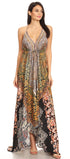 Vestido largo Sakkas Lizi para mujer, con cuello halter, corte alto y bajo, estilo pañuelo, para fiesta en la playa