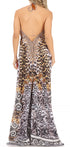 Vestido largo Sakkas Lizi para mujer, con cuello halter, corte alto y bajo, estilo pañuelo, para fiesta en la playa