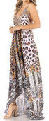 Vestido largo Sakkas Lizi para mujer, con cuello halter, corte alto y bajo, estilo pañuelo, para fiesta en la playa