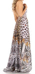 Vestido largo Sakkas Lizi para mujer, con cuello halter, corte alto y bajo, estilo pañuelo, para fiesta en la playa