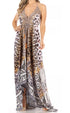 Vestido largo Sakkas Lizi para mujer, con cuello halter, corte alto y bajo, estilo pañuelo, para fiesta en la playa
