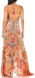 Vestido largo Sakkas Lizi para mujer, con cuello halter, corte alto y bajo, estilo pañuelo, para fiesta en la playa