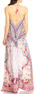 Vestido largo Sakkas Lizi para mujer, con cuello halter, corte alto y bajo, estilo pañuelo, para fiesta en la playa
