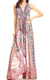 Vestido largo Sakkas Lizi para mujer, con cuello halter, corte alto y bajo, estilo pañuelo, para fiesta en la playa