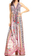 Vestido largo Sakkas Lizi para mujer, con cuello halter, corte alto y bajo, estilo pañuelo, para fiesta en la playa