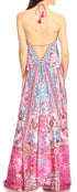 Vestido largo Sakkas Lizi para mujer, con cuello halter, corte alto y bajo, estilo pañuelo, para fiesta en la playa