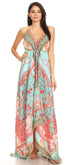 Vestido largo Sakkas Lizi para mujer, con cuello halter, corte alto y bajo, estilo pañuelo, para fiesta en la playa